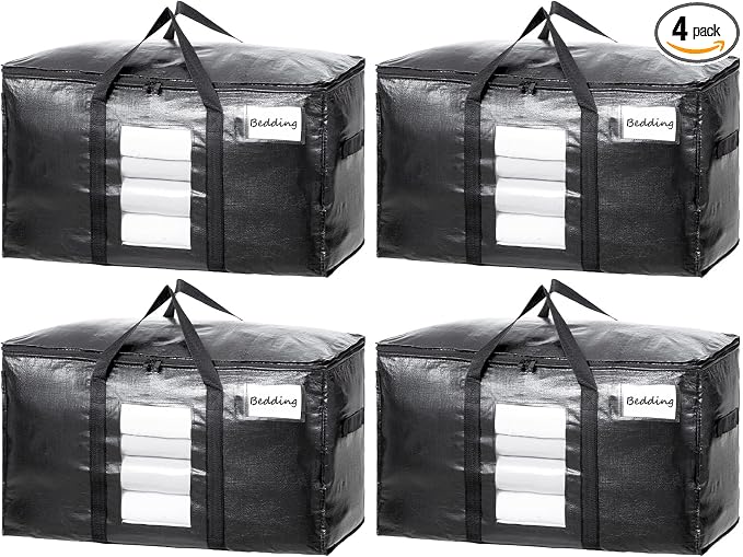 TAILI Extra Large Moving Bags, 4 Pack Black Heavy Duty Totes by TAILI
