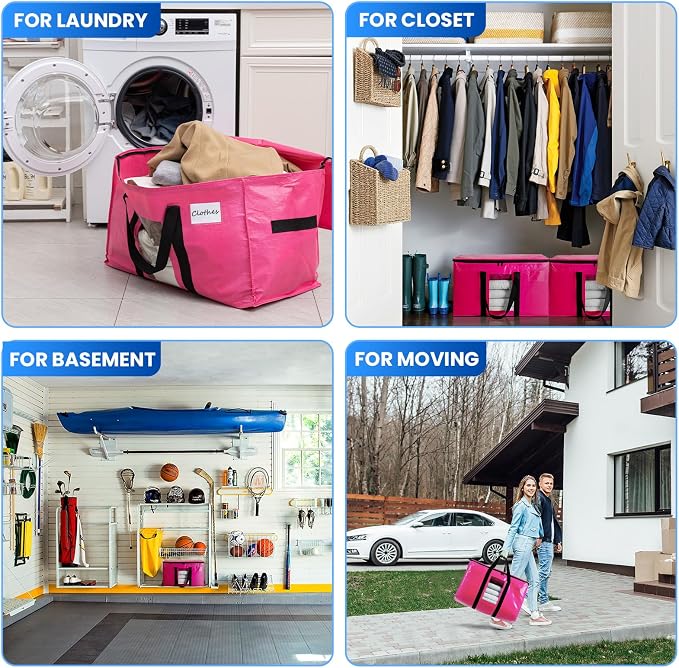 TAILI 4 Pack Pink Extra Large Moving Bags, Heavy Duty Totes - Image 9