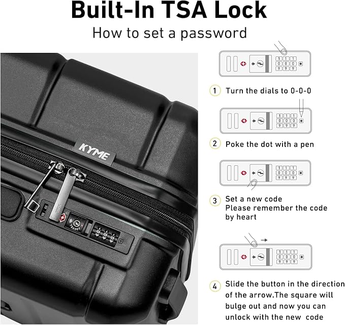 KYME 26 Inch Luggage TSA Approved Hardshell 26" Suitcases - Image 6