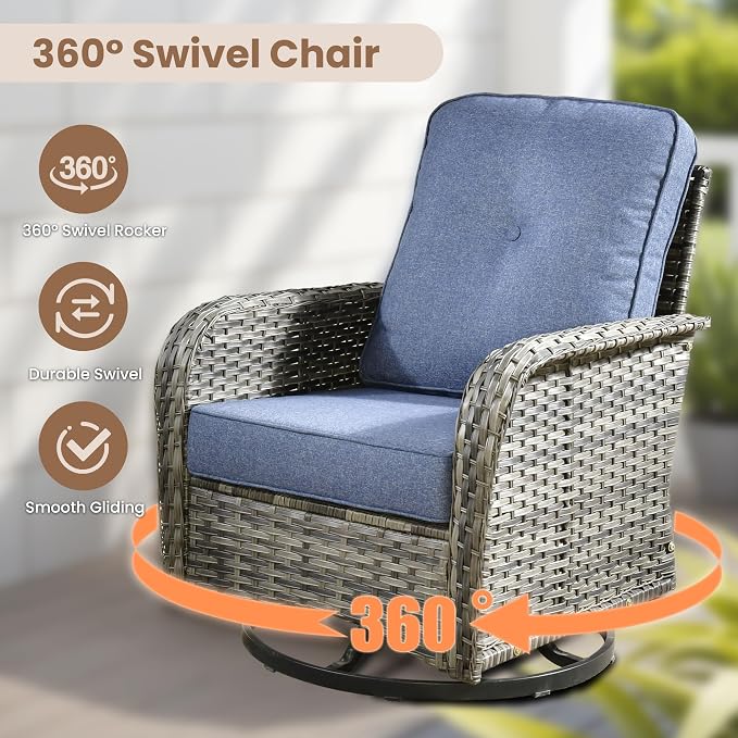 HOOOWOOO Patio Furniture Set, 7 Pieces Outdoor Conversation Set, All Weather - Image 2