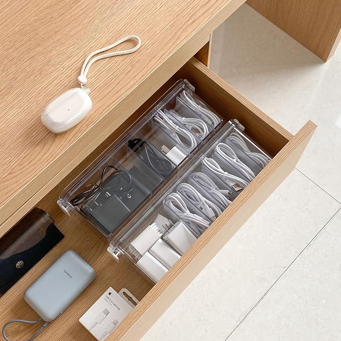 Yesesion 4 Pack Clear Cable Storage Box - Image 6