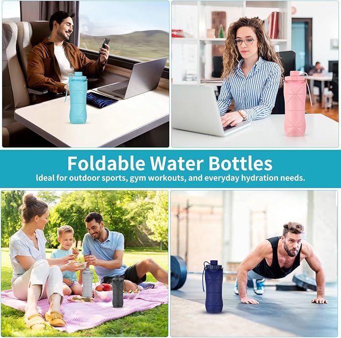 Silicone Collapsible Water Bottles, Lightweight Reusable Leakproof - Image 5