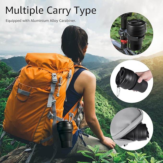 Collapsible Coffee Cup, 16 OZ 480ml Silicone Travel Folding Cup, Leak Proof BPA - Image 5