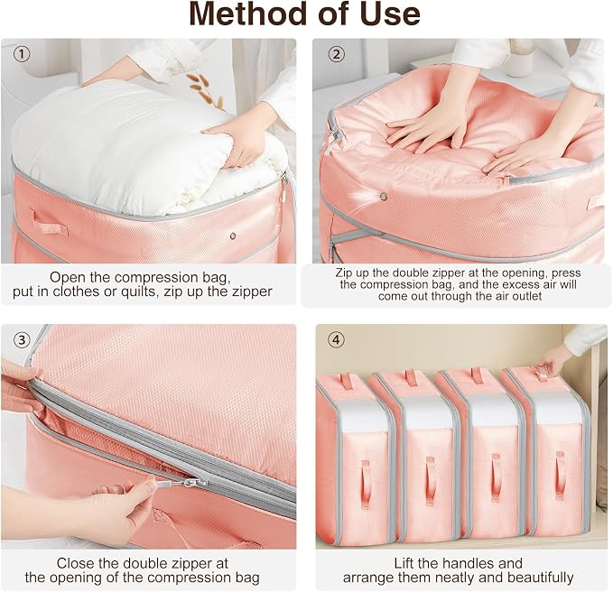 4 Pack Compression Storage Bags - 110L Large Capacity Comforter Storage Bag - Image 4