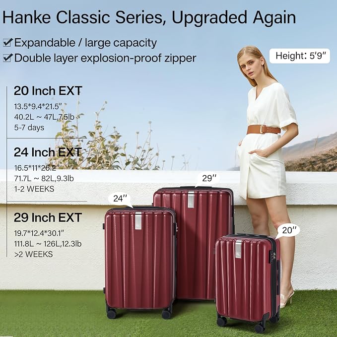 Hanke 20 Inch Expandable Carry on Luggage 22x14x9 Airline Approved Lightweight - Image 2