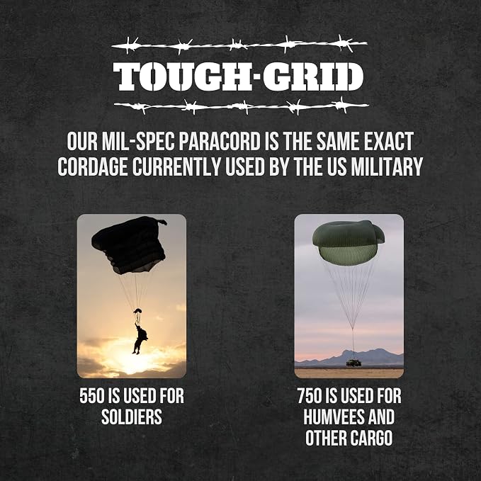 TOUGH-GRID 750 Paracord Rope Nylon Parachute Cord, Made in USA Survival Kit - Image 4