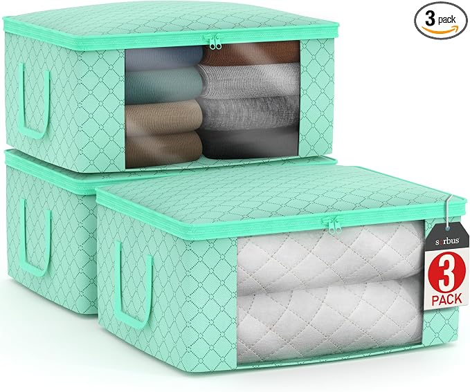 Sorbus Foldable Storage Bag Organizers, Large Clear Window & Carry Handles by Sorbus