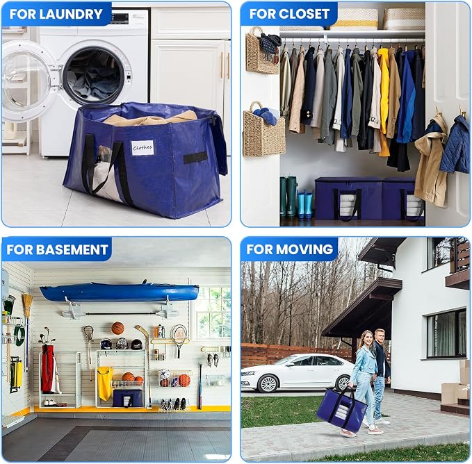 TAILI 10 Pack Dark Blue Extra Large Moving Bags, Heavy Duty Totes - Image 9