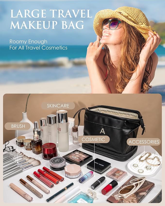 Personalized Graduation Gifts, Initial Large Makeup Bag, Personalized Double - Image 2