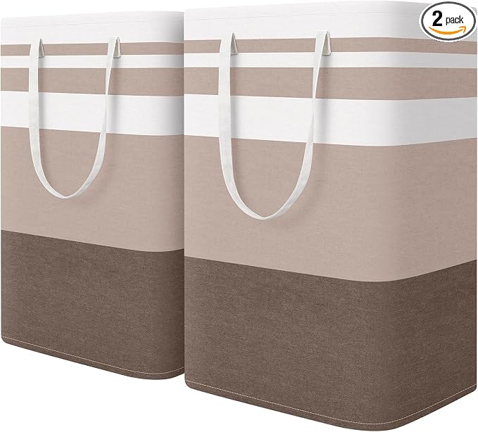 HomeHacks 2-Pack Large Laundry Basket, Waterproof, Freestanding Laundry Hamper by HomeHacks