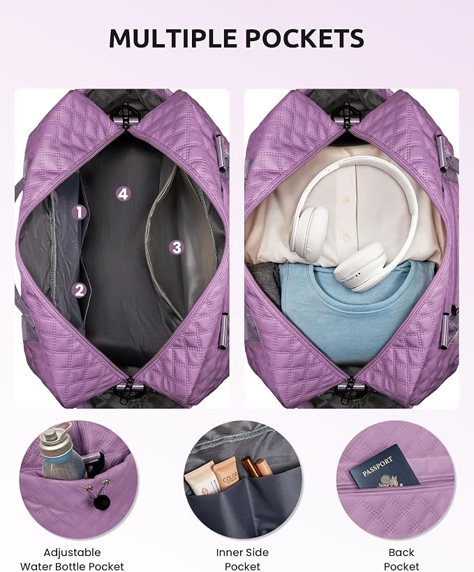 Duffle for Women with Shoe Compartment, Personalized Weekender with Shoulder - Image 6