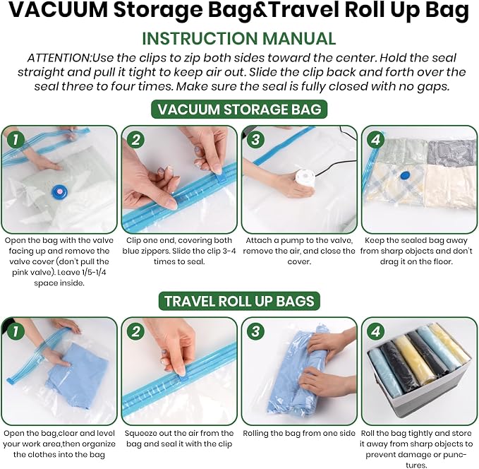Vacuum Storage Bags, Comforters, Pillows-6 Jumbo+6 Large+6 Medium+6 Small+6 - Image 6
