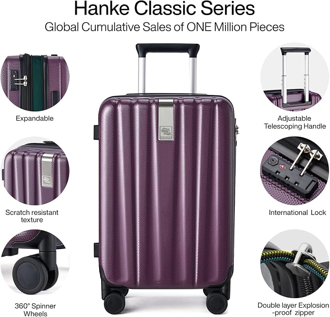 Hanke Expandable Hard Shell Luggage Sets 2 piece Carry on Luggage - Image 4