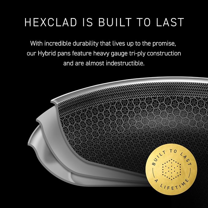 HexClad Hybrid Nonstick 8-Inch Frying Pan, Stay-Cool Handle, Dishwasher-Friendly - Image 5
