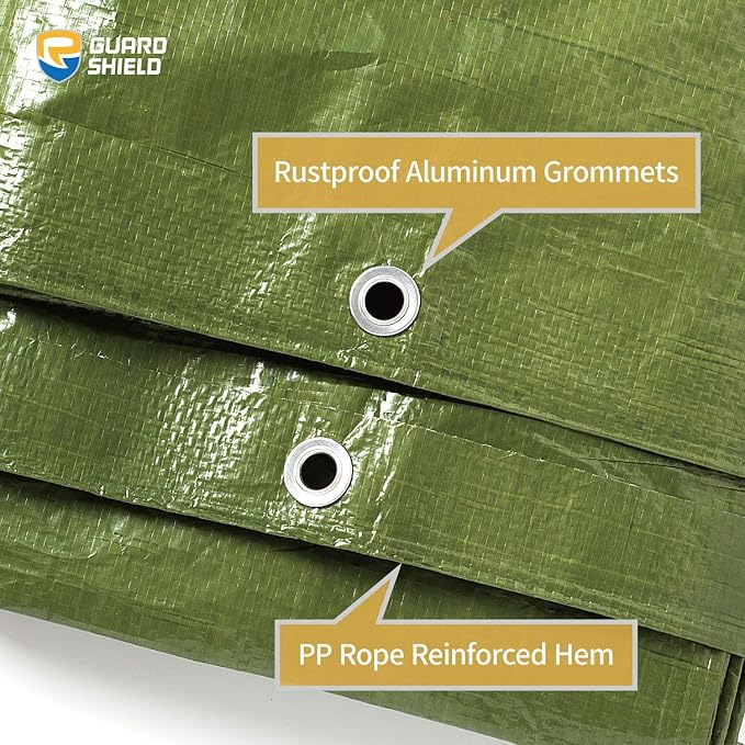 GUARD SHIELD Tarp Green 12x12 Feet Multi Purpose Waterproof Poly Tarp Cover 5mil - Image 4
