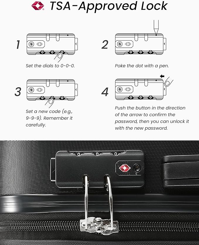 Luggage Sets 3 Piece, Expandable Hardside Suitcases - Image 5
