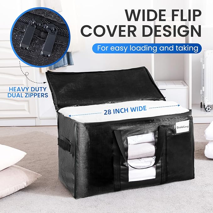 TAILI Extra Large Moving Bags, 2 Pack Black Heavy Duty Totes - Image 4