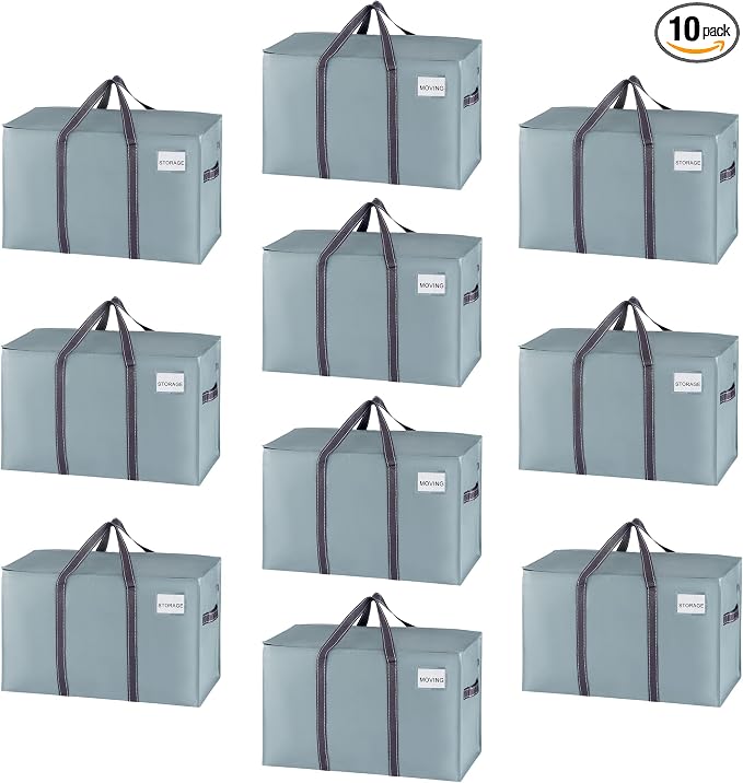 VENO 10 Pack Moving Bags, Heavy Duty, Moving Boxes Alternative, Packing Storage by Veno