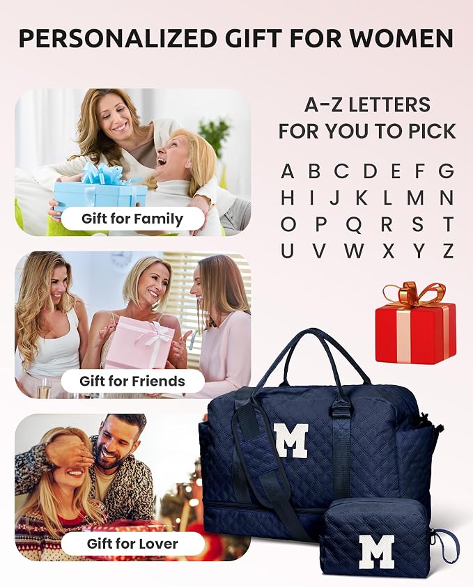 Navy Blue Duffel Bag, Personalized Initial - Image 7