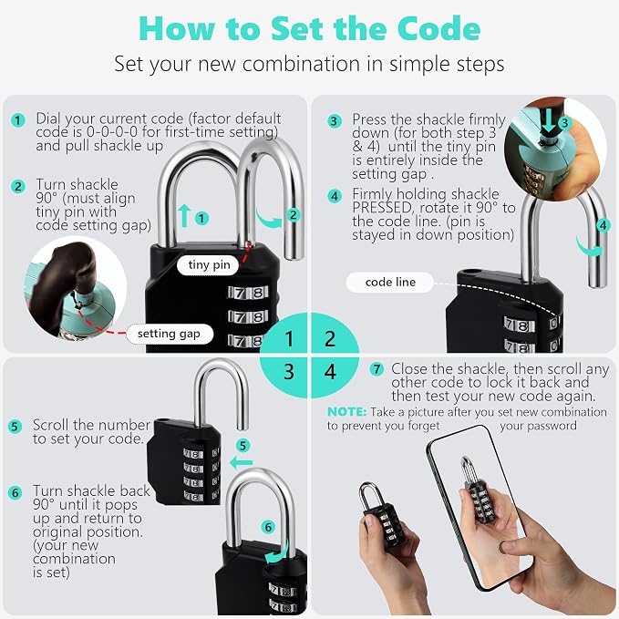 CL11BG Combination Lock, 4 Digit Outdoor Combination Padlock Set Your own - Image 5
