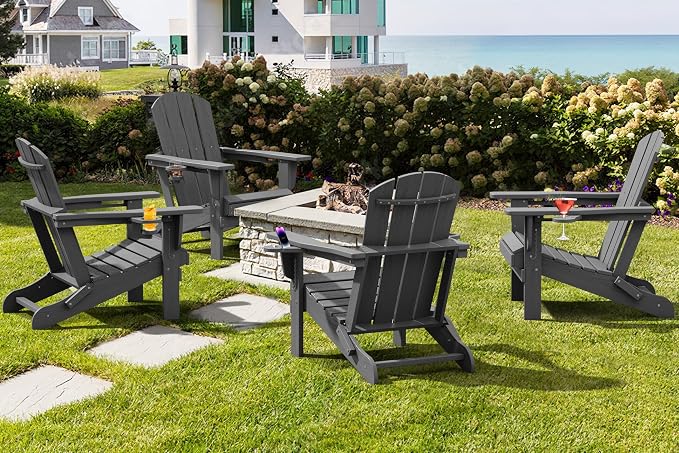 SERWALL Foldable Adirondack Chair, HDPE Adirondack Chair - Image 9