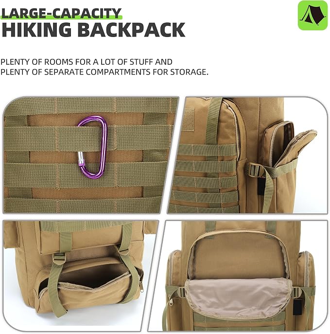 King'sGuard 70L Camping Hiking Backpack Tactical Backpack Military Molle - Image 5
