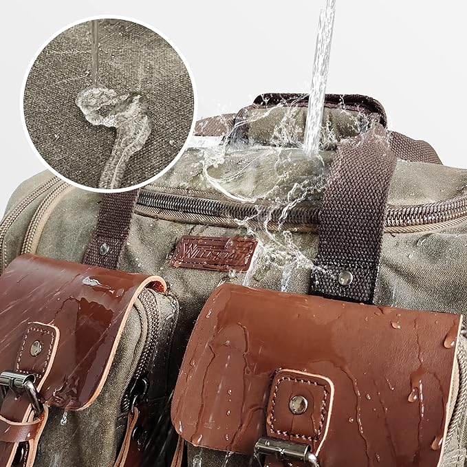 Wildroad Waxed Canvas Duffle Bag - 50L Waterproof Weekender Overnight Travel Bag - Image 3