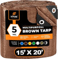 Multipurpose Protective Cover Brown Poly Tarp 15' x 20', Drop Cloth by XposeSafety