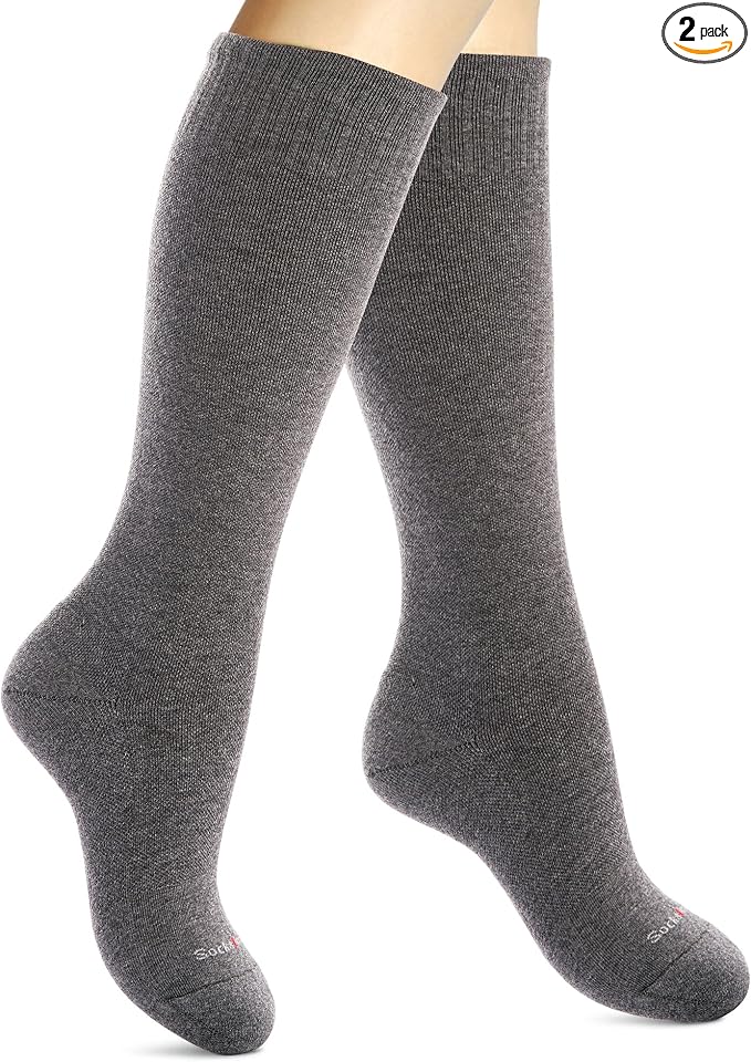 Cotton Compression Socks for Women & Men. 15-20 mmHg Support Knee-High Charcoal by SocksLaneCompression