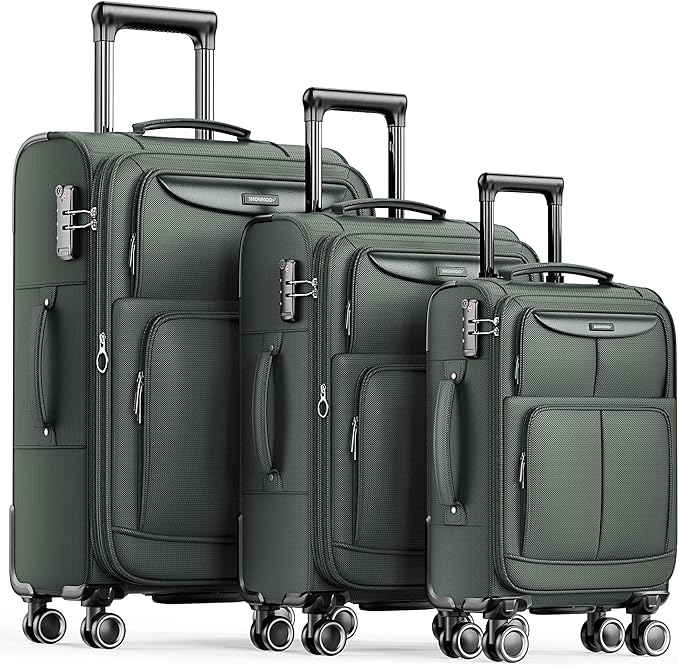 SHOWKOO Luggage Sets 3 Piece Softside Expandable Lightweight Durable Suitcase by SHOWKOO