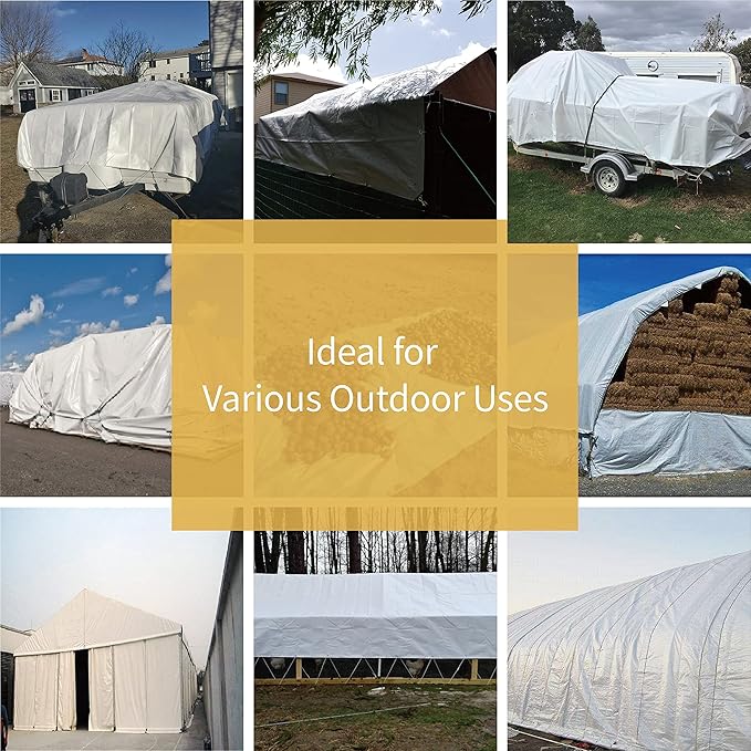 GUARD SHIELD Tarp White 9x9 Feet Multi Purpose Waterproof Poly Tarp Cover 5mil - Image 7