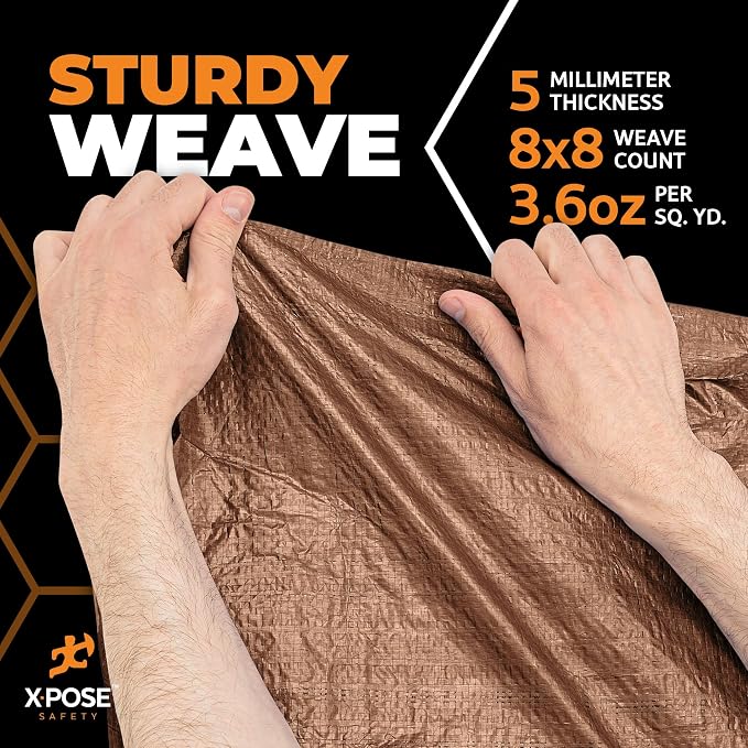 Multipurpose Protective Cover Brown Poly Tarp 12' x 12' - Image 5