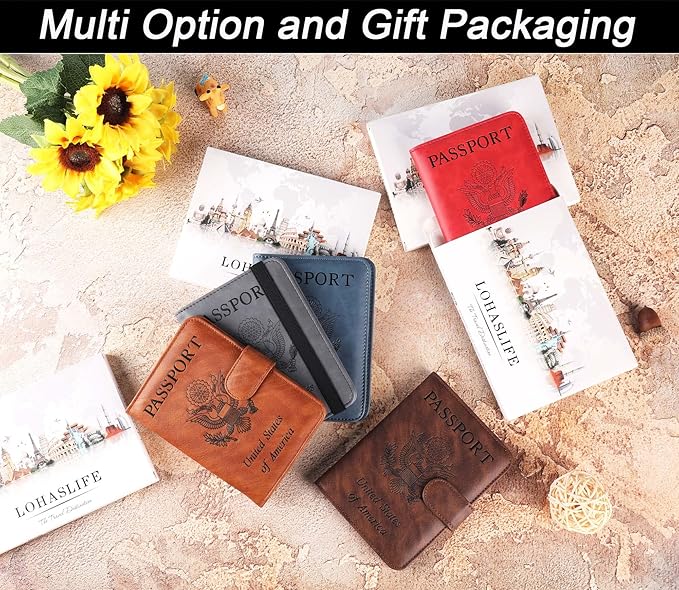 Passport Holder Cover Wallet Travel Essentials Leather Rfid Blocking Case - Image 8